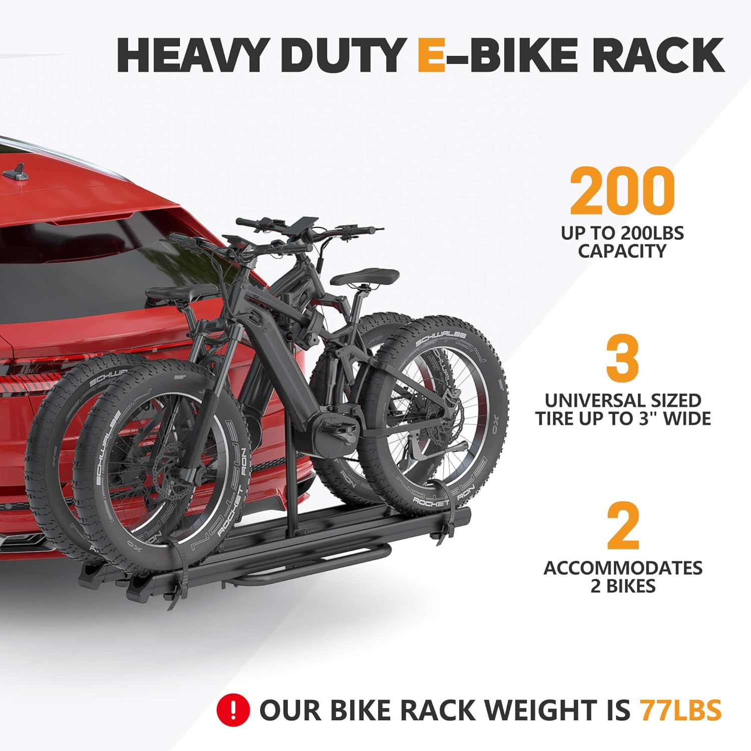 2'' Hitch Mounted Lockable Bike Rack with Ramp, 200lbs Capacity Foldable Platform R19731