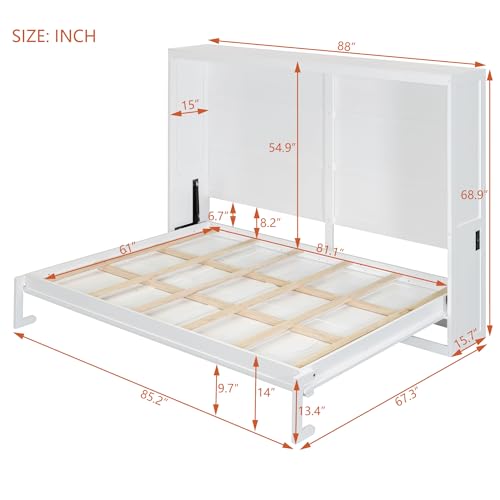 Gray Queen Size Murphy Bed with Sofa and Cabinet L503