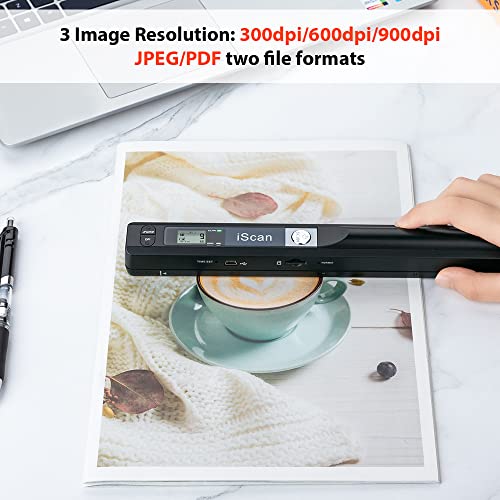 Portable Handheld Scanner for A4 Documents, 900 DPI, with 16G SD Card M84308