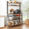 Brown Black Counter-Height Baker's Rack with Locking Wheels I453258