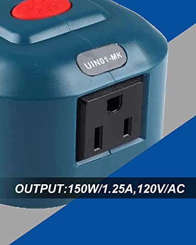 150W Power Inverter Generator for 18V Lithium Battery, DC 18V to AC 110V-120V Portable Power Station with 2 USB & AC Outlet & 200LM LED Light V82277