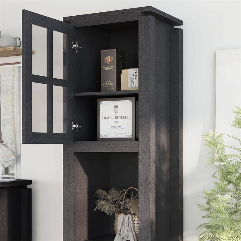 Black 4-Shelf Tower Cabinet P597