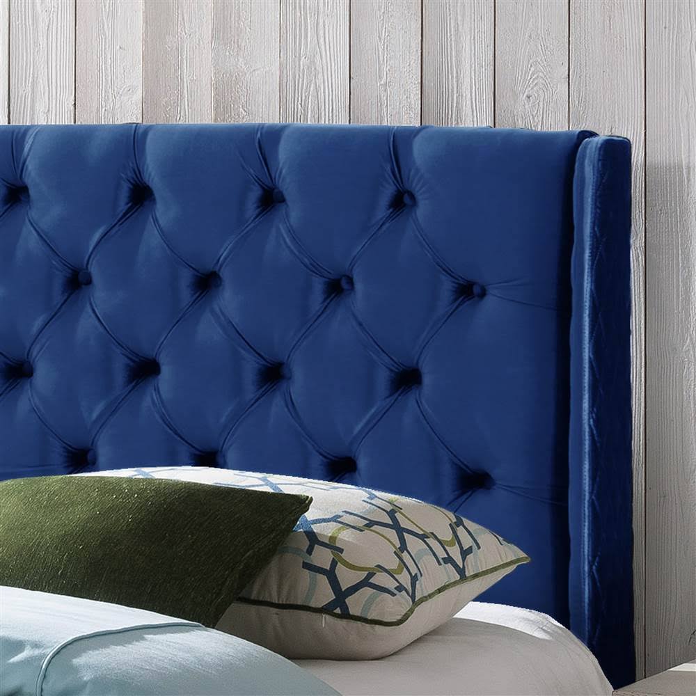 Navy Blue and Black Queen/Full Tufted Headboard R489
