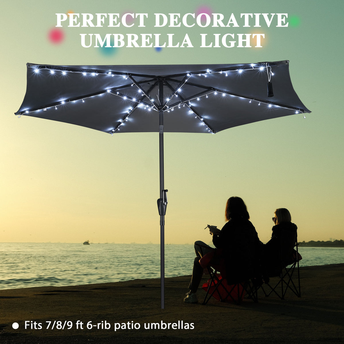 96 LED Cold White Solar String Light for Patio Umbrella O22323