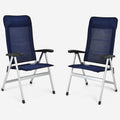 Set of 2 Blue Folding High Back Reclining Patio Chairs Y19479