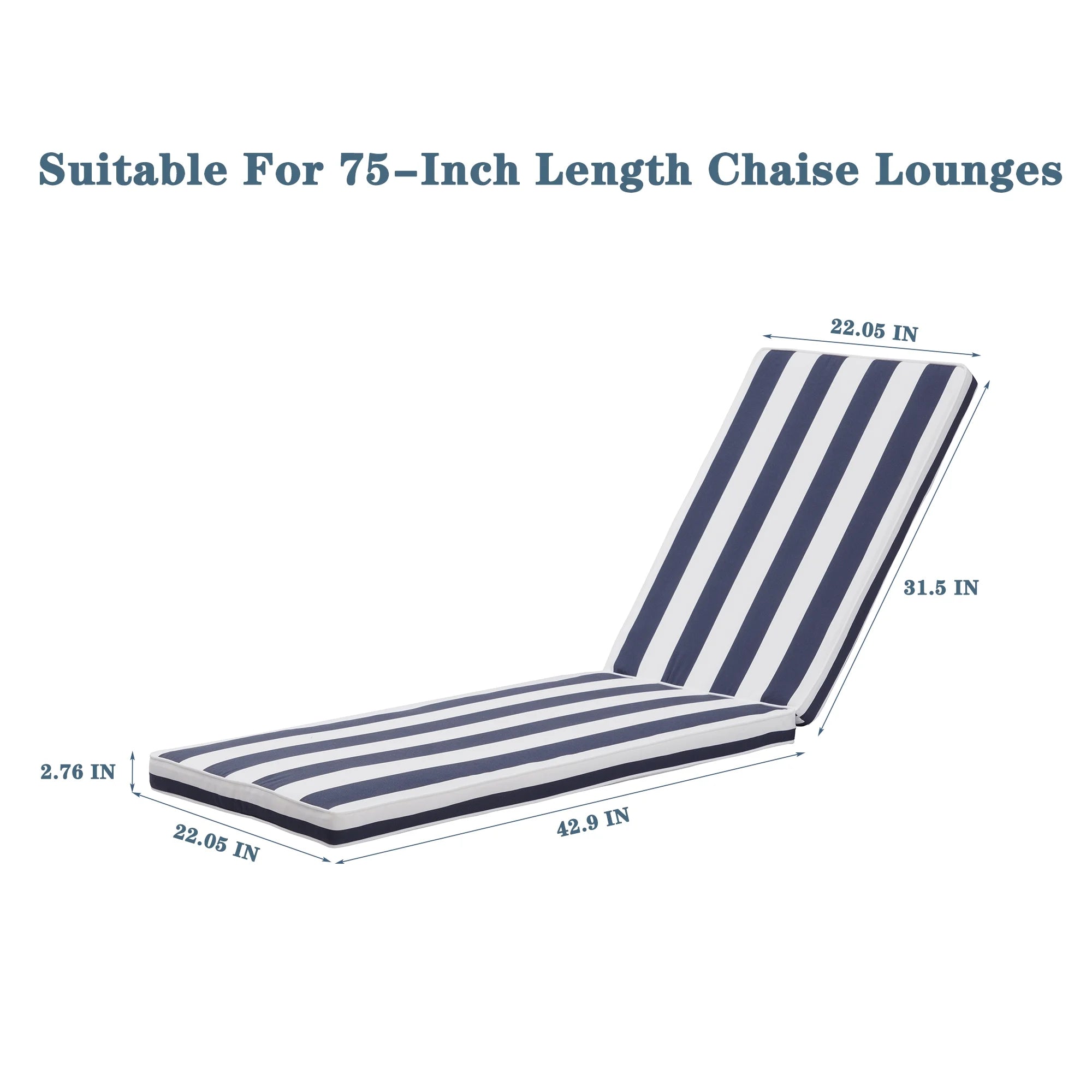 Blue Chaise Lounge Chair Cushion Replacement Seat Pad X182698