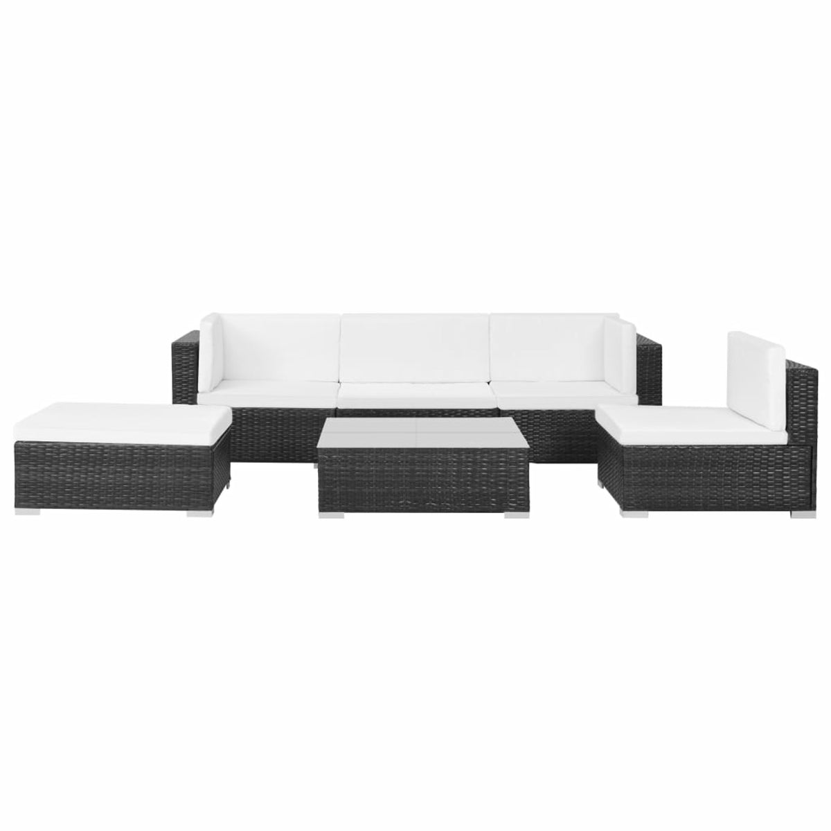 6 Piece White Cushioned Poly Rattan Outdoor Furniture Set R505