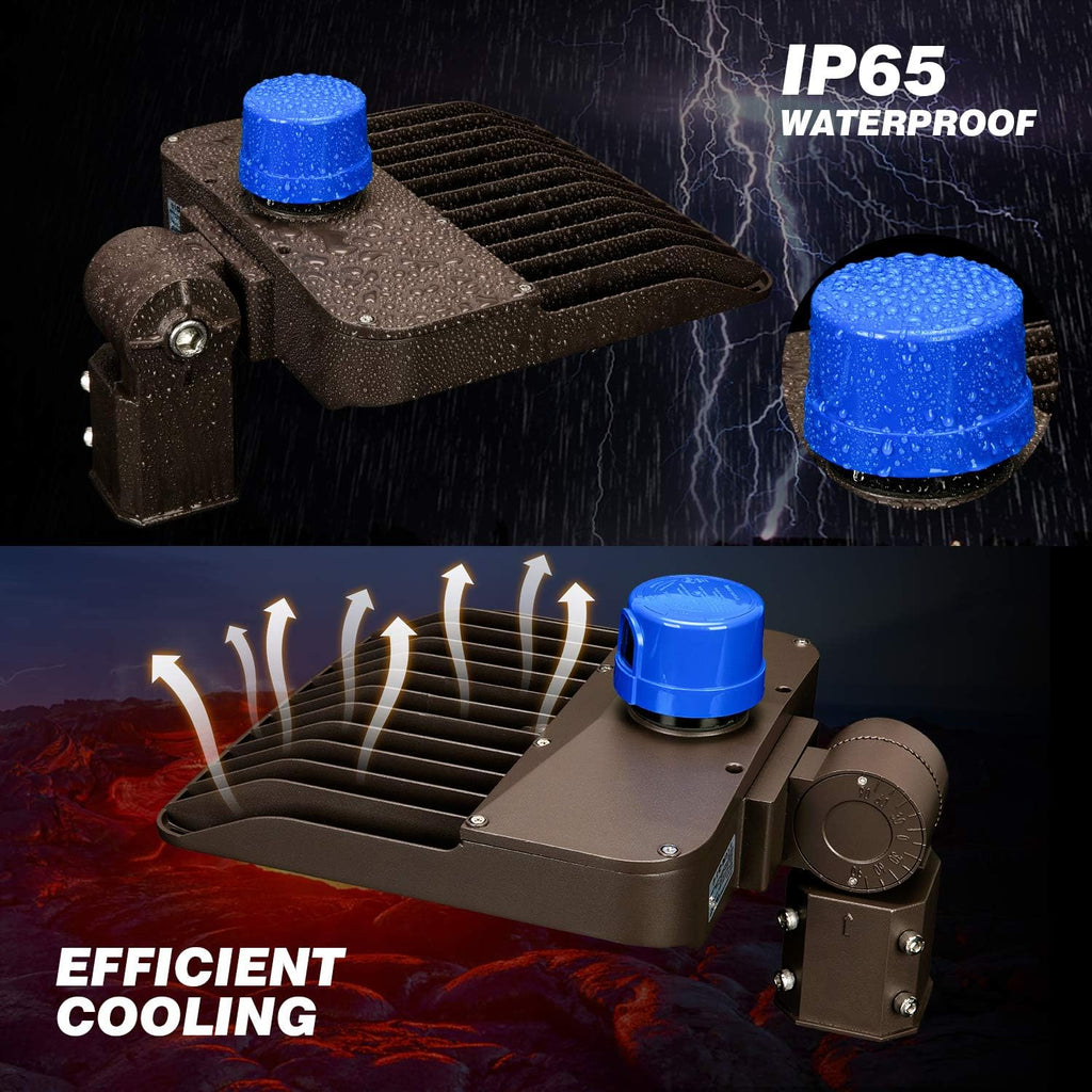 150W LED Parking Lot Light 19500LM 5000K Adjustable Slip Fit Mount IP65 Waterproof D800