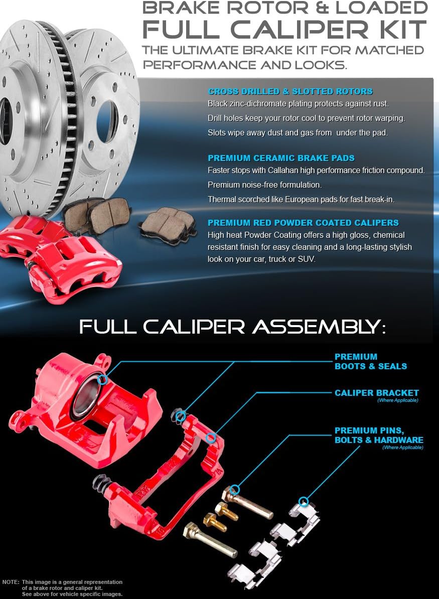 Red Powder Coated Caliper Assembly Set Kit Y6481