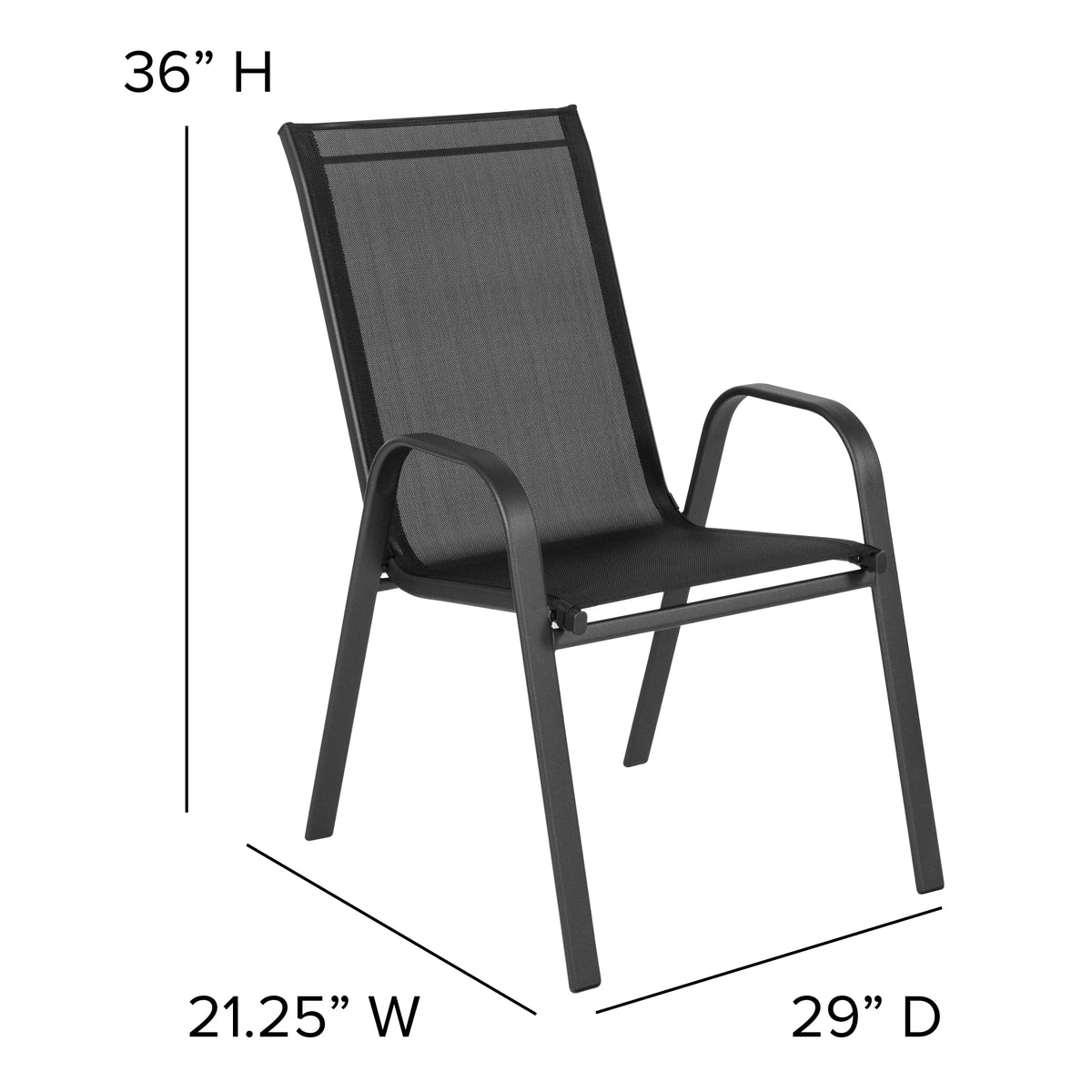 5 Pack Black Outdoor Stack Chair with Metal Frame M7831