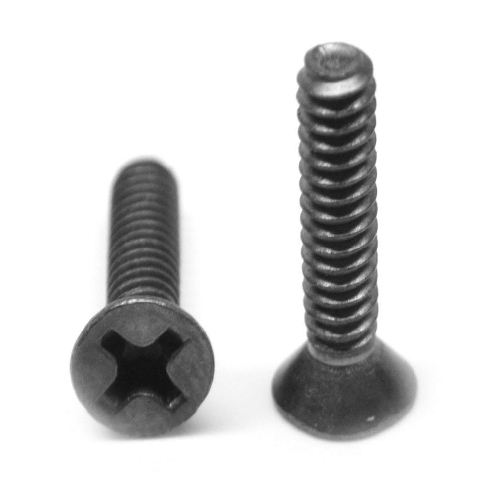 #8-32 x 7/8 Coarse Thread Machine Screw Phillips Flat Head Low Carbon Steel Black Oxide O3553