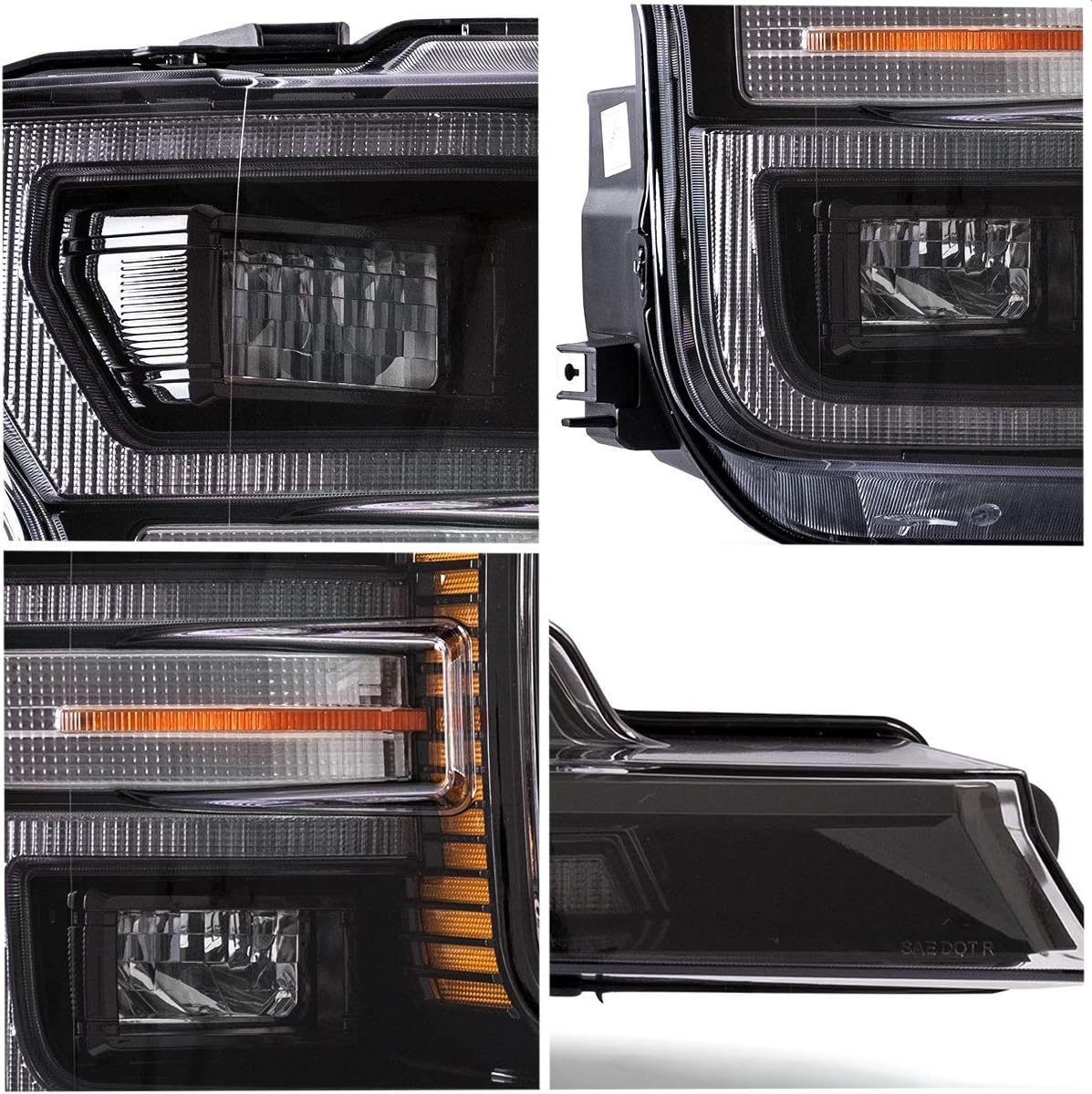 LED Projector Headlights and Clear Tail Lights with Red Turn Signal Lights for Ford F150 2018 2019 2020 L5465