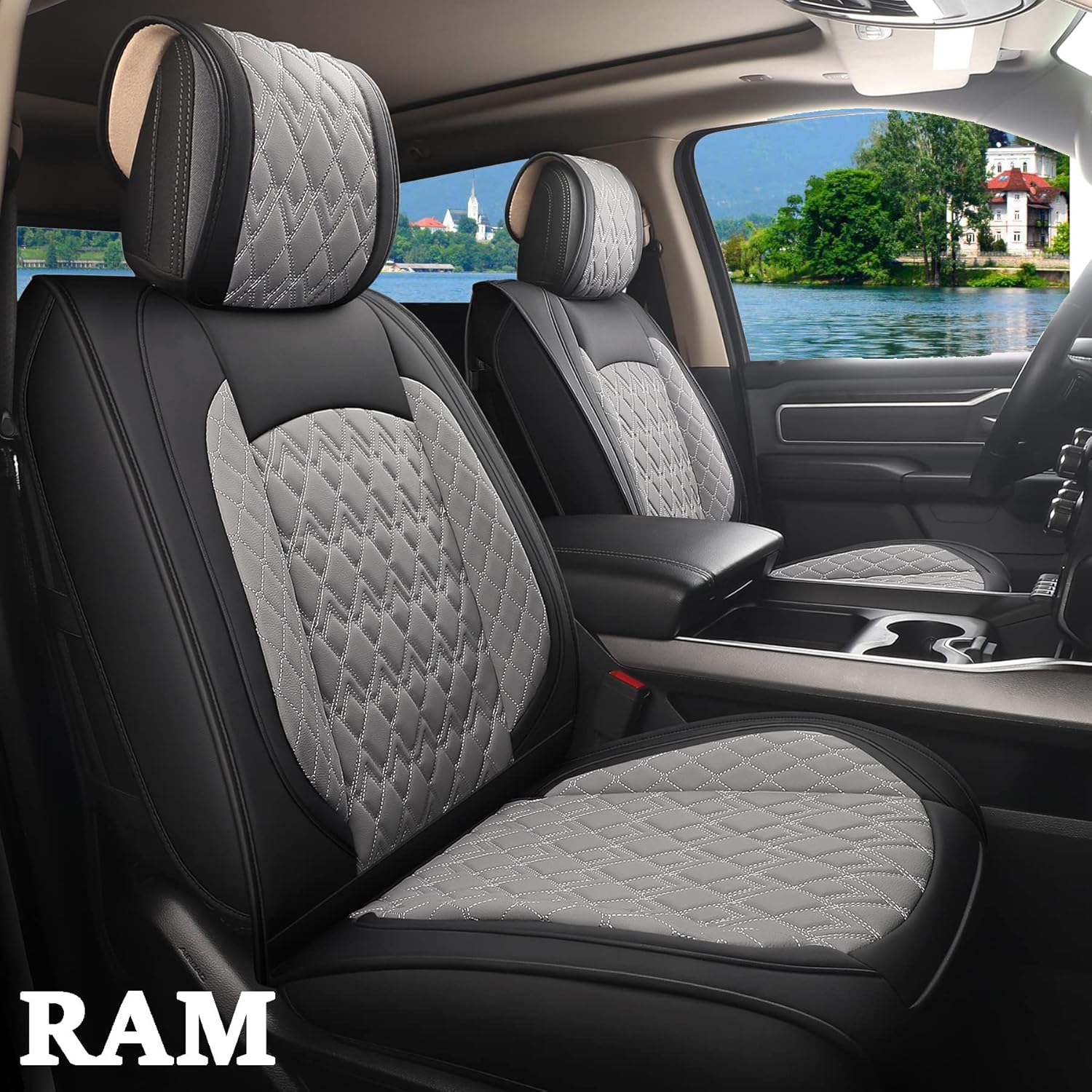 2 Pcs Front Waterproof Synthetic Leather Car Seat Covers W54624