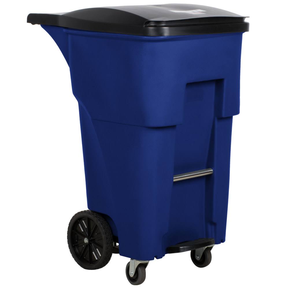 Blue Rectangular Rollout Trash Can J48434