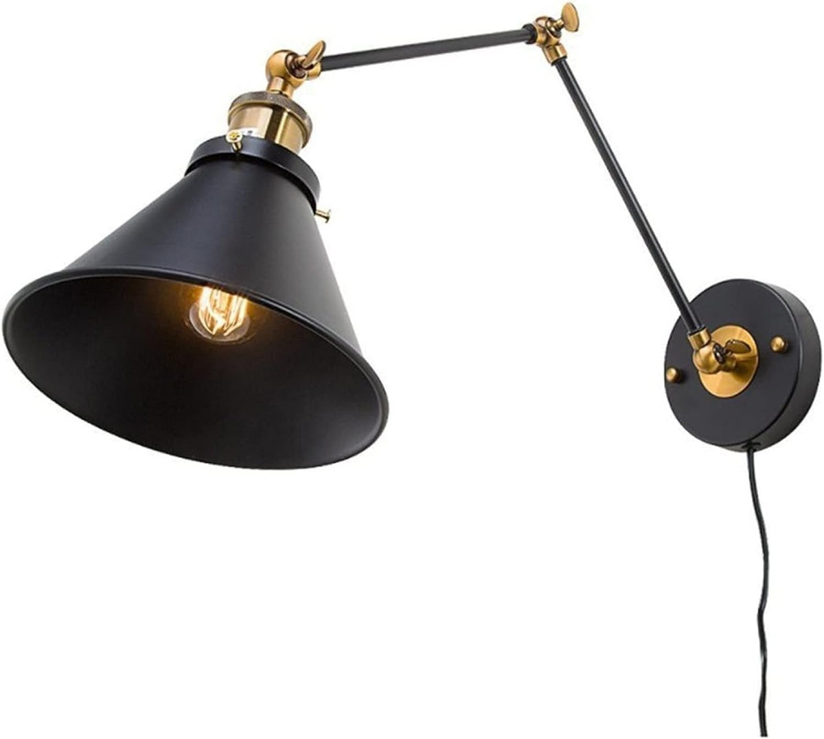 Vintage Industrial Wall Lamp Swing Long Arm Adjustable Wall Sconce Light with Plug E27 O673