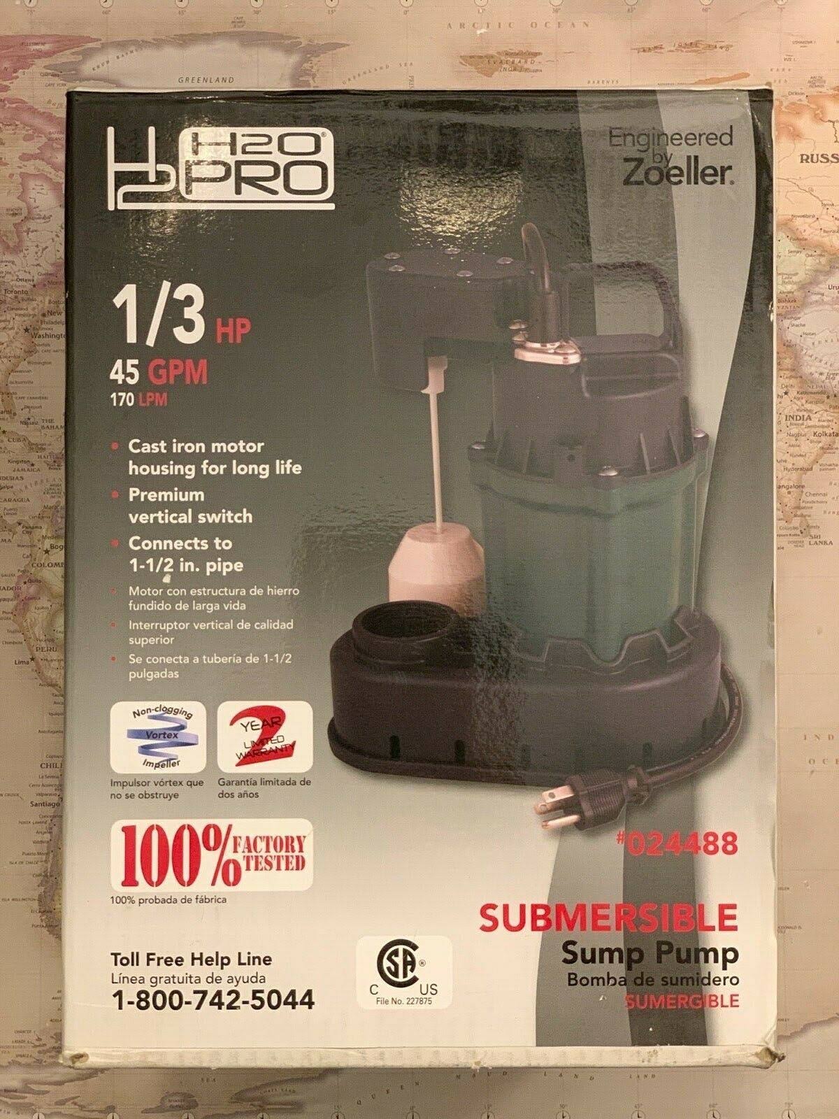 Cast Iron Submersible Sump Pump, 1/3-HP G763995