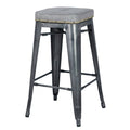Vintage Mist Gray PU Metal Backless Counter Stool H800