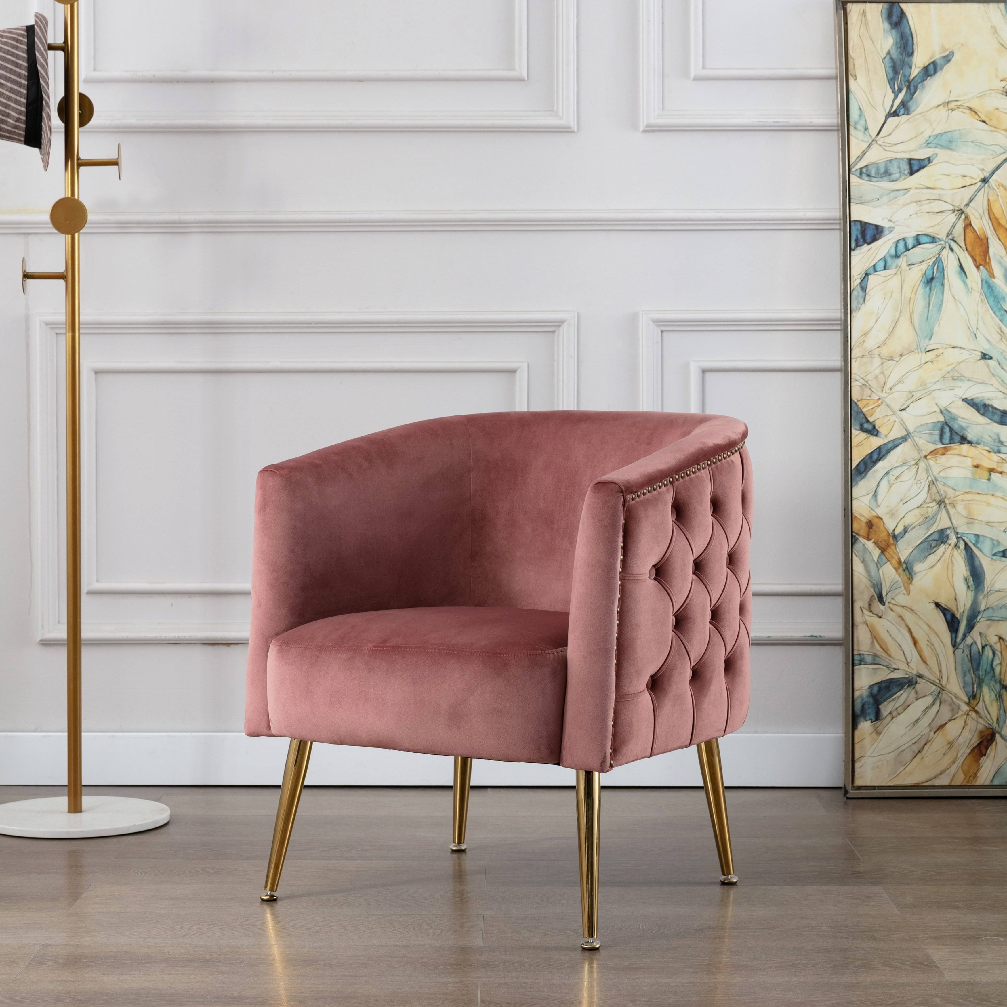 Orange Velvet Curved Back Barrel Accent Chair L92194