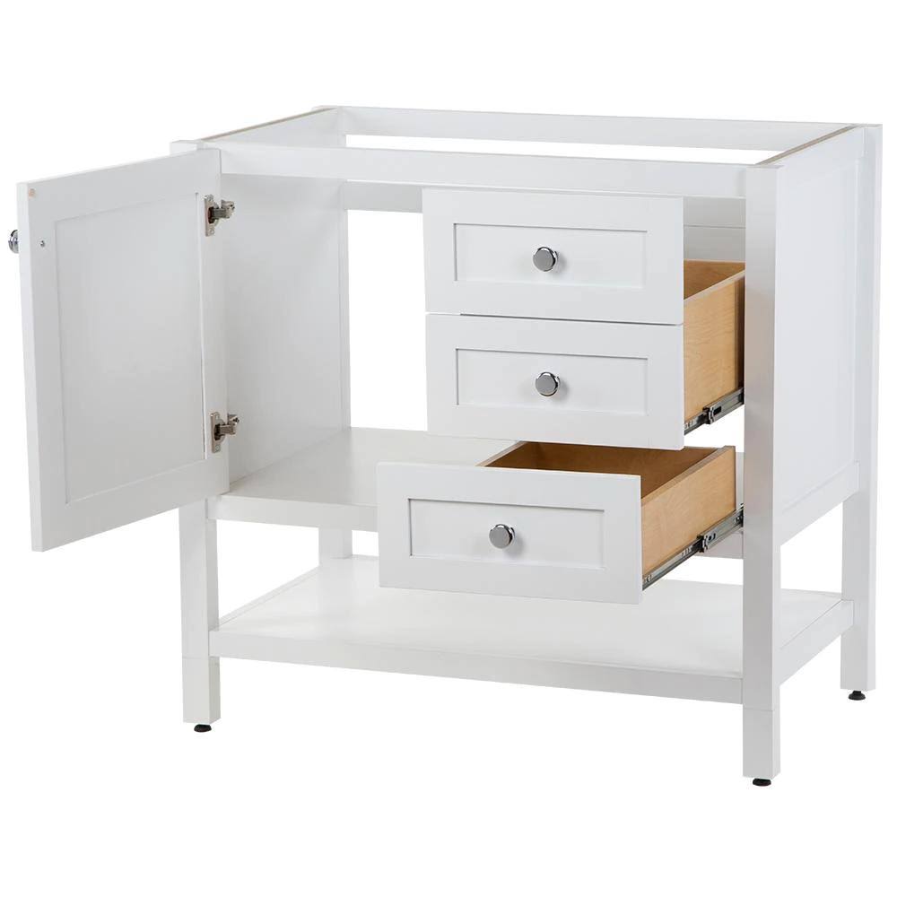 White 36 in. W x 22 in. D x 34 in. H Bath Vanity Cabinet E9690