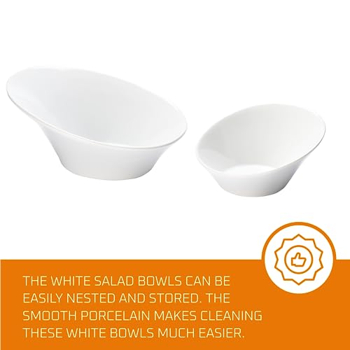 White Ceramic Porcelain Salad Bowls Set of 2 B982086