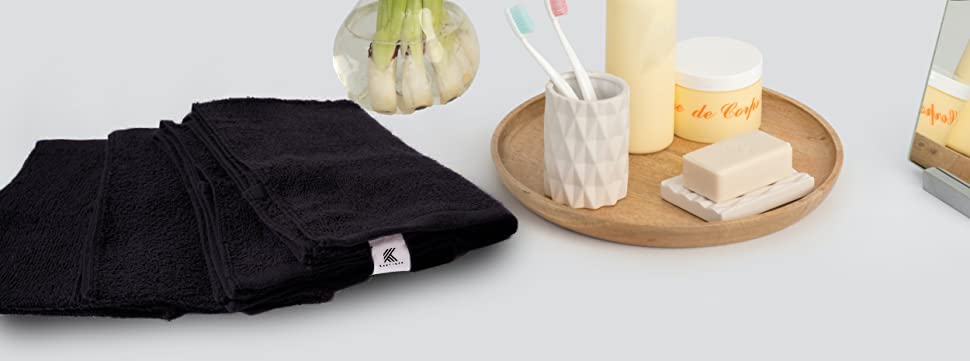 Black Pack of 24 Cotton Towels A3706