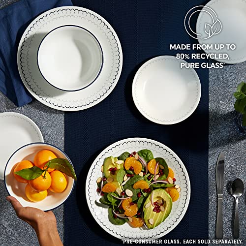 6-Piece Lightweight Round Salad Appetizer Plate Set, Winter Frost White Q872