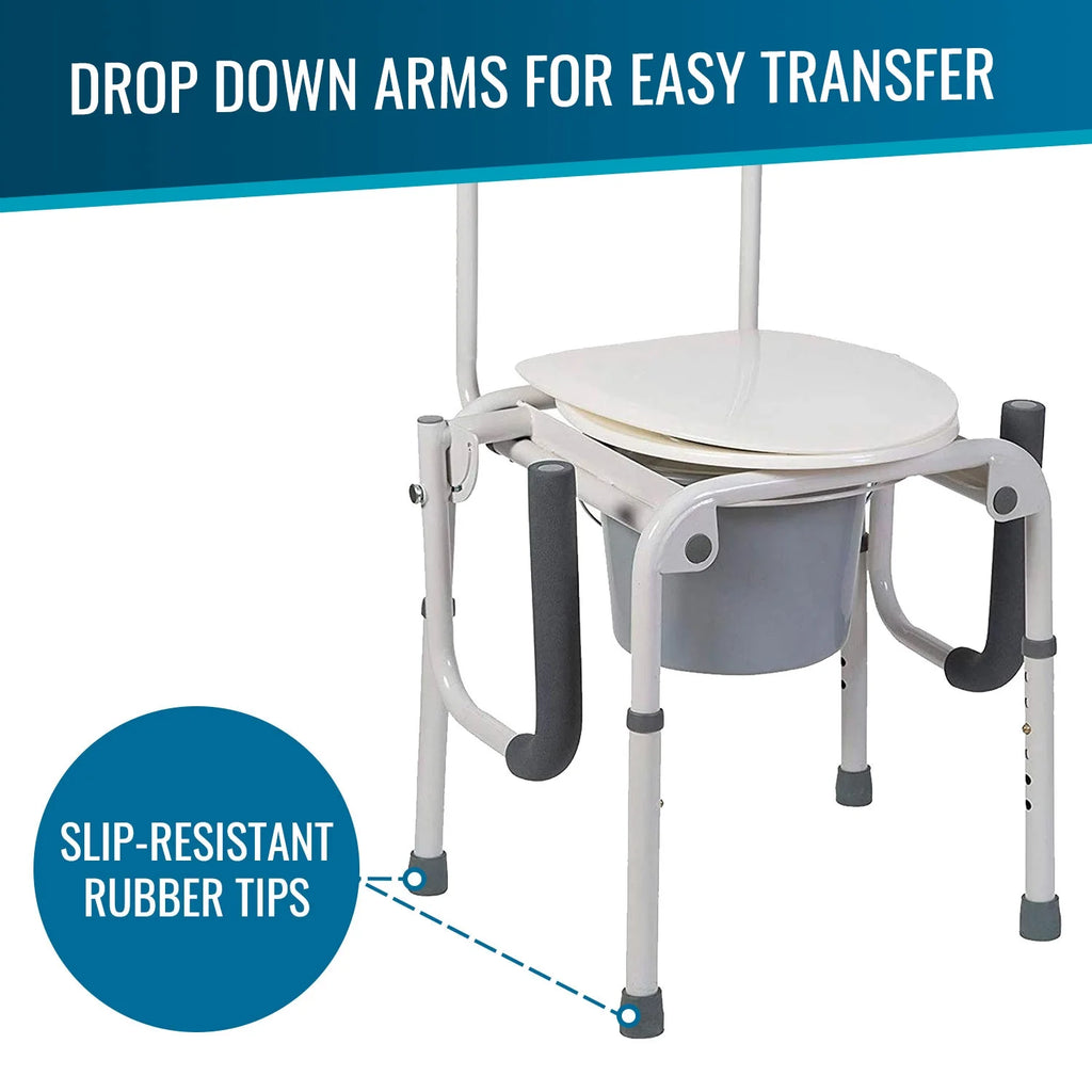 White Steel Portable Toilet with Drop Arm C4864