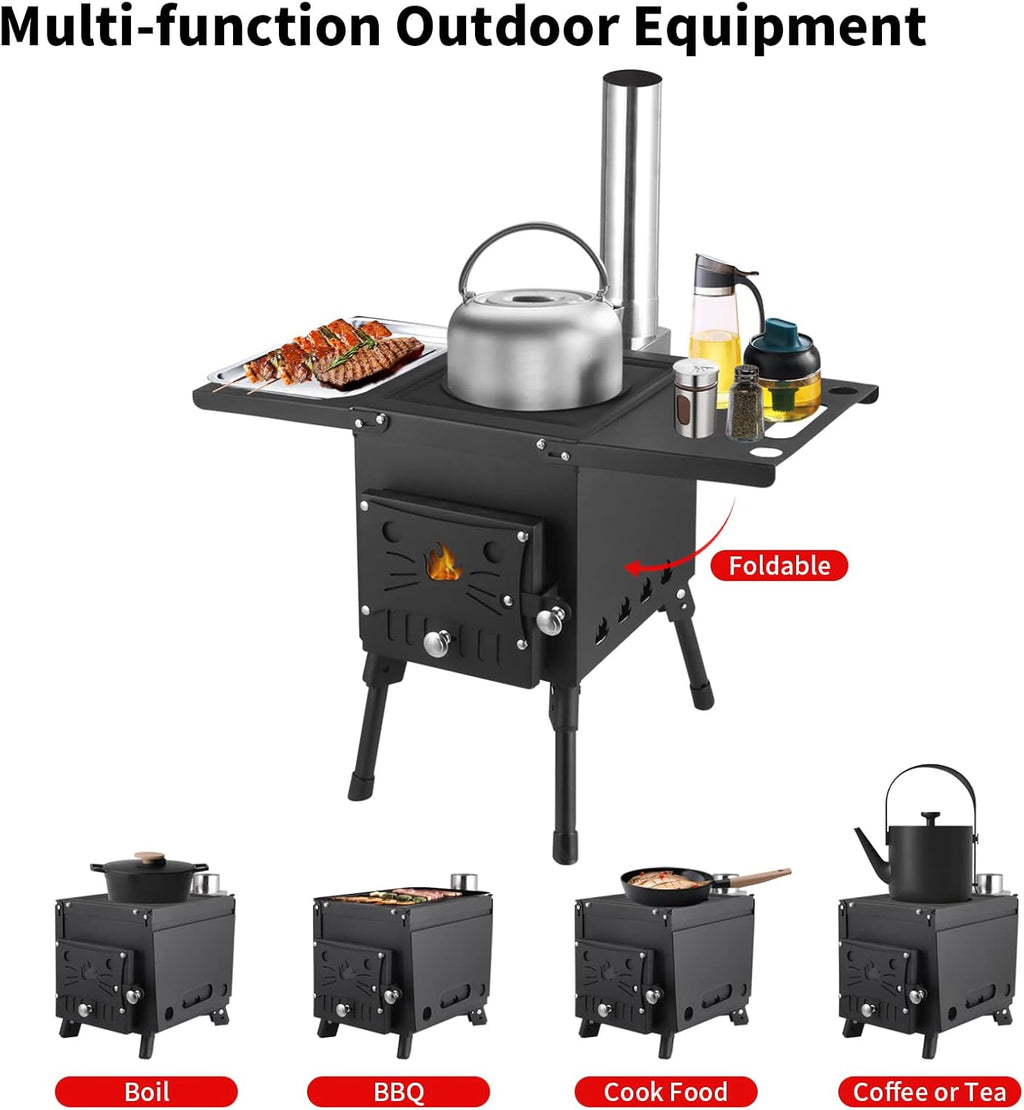 Portable Wood Burning Stove with Chimney Pipe M842111