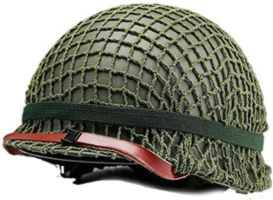Green Helmet Replica with Net Canvas Chin Strap C44732