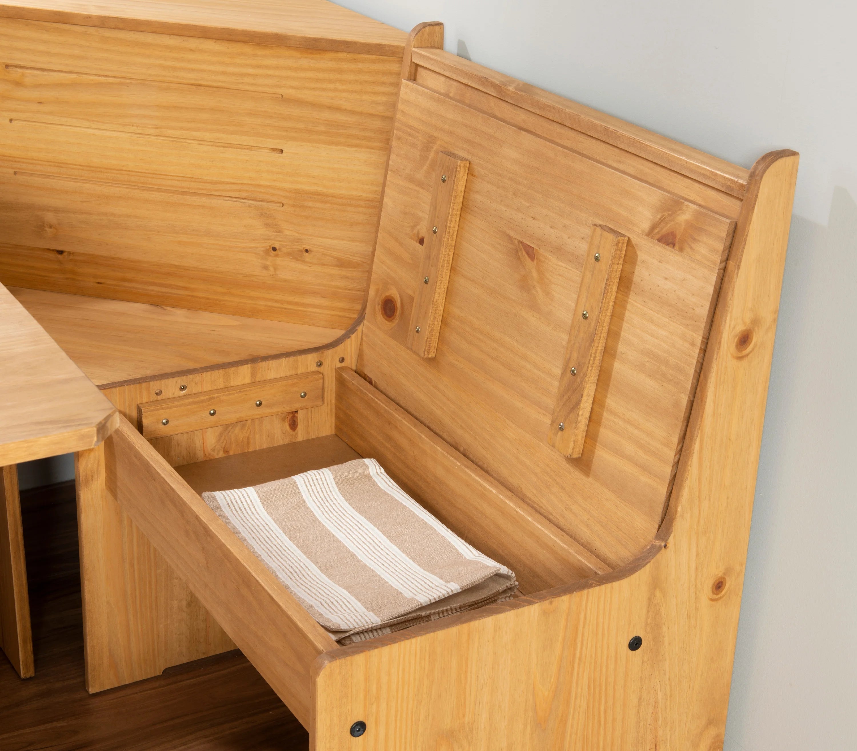 Natural Finish Corner Dining Set with Storage Table and Bench C327190