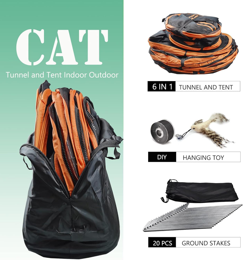 Outdoor Cat Enclosures, 6-in-1 Cat Tent with Cat Tunnel, Cat Playpen for Cats Rabbits Ferrets and Small Animals C698191