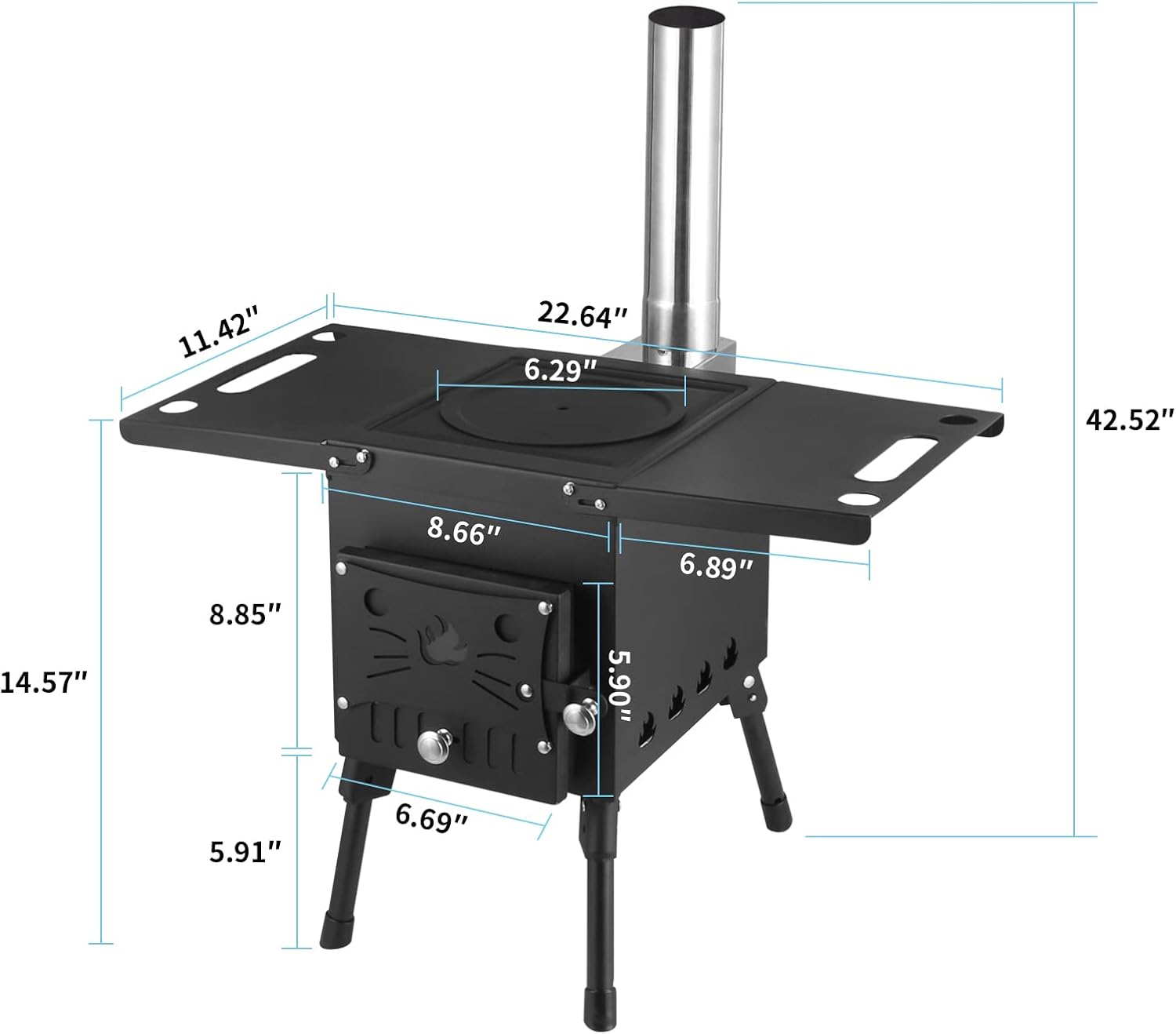 Portable Wood Burning Stove with Chimney Pipe M842111