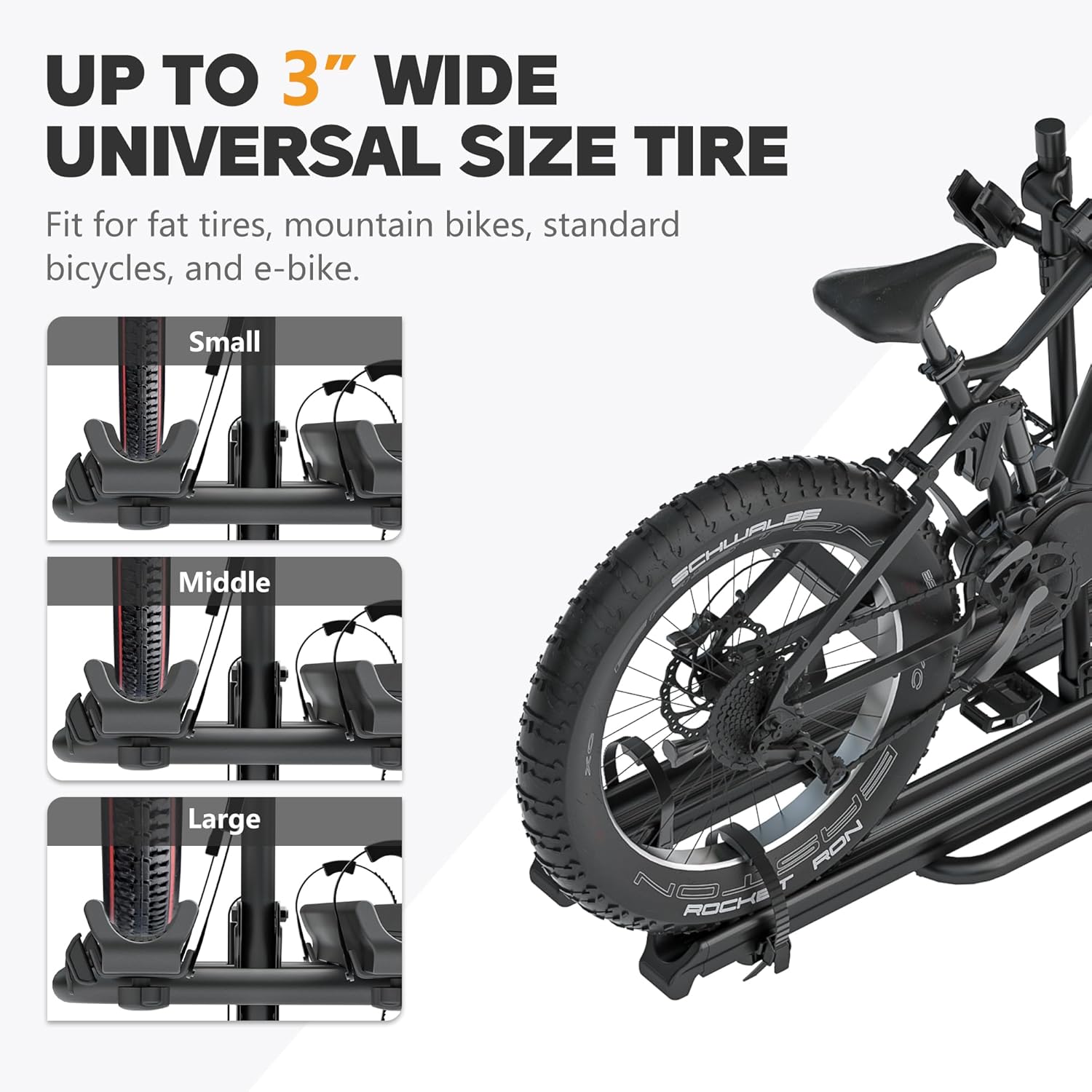 2'' Hitch Mounted Lockable Bike Rack with Ramp, 200lbs Capacity Foldable Platform R19731