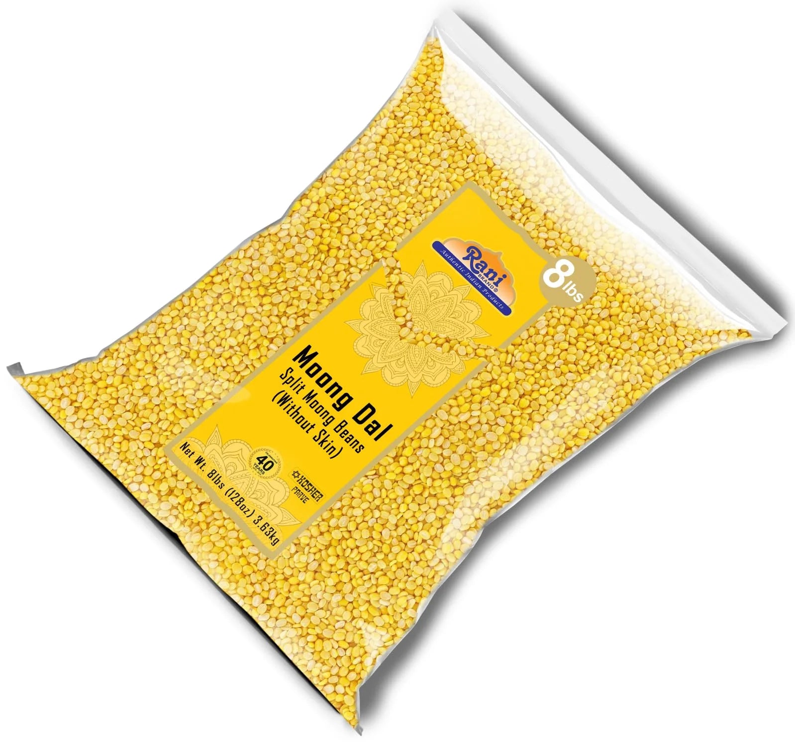 Moong Dal Split Mung Beans Without Skin Lentils 128oz 8lbs 3.63kg Bulk Y496564