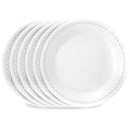 6-Piece Lightweight Round Salad Appetizer Plate Set, Winter Frost White Q872