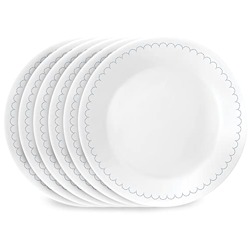 6-Piece Lightweight Round Salad Appetizer Plate Set, Winter Frost White Q872