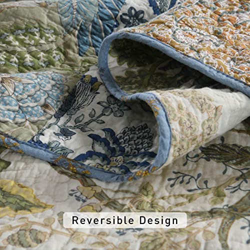 Azure Blue 100% Cotton Queen Size 3-Piece Quilt Set Y201