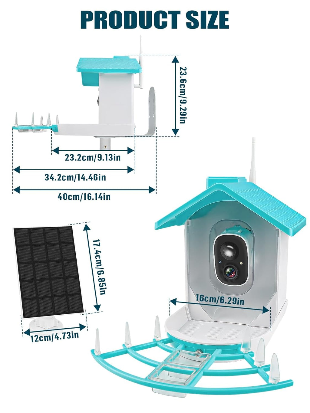 Smart Bird Feeder with Camera, Solar Powered Dual Charge 1080P HD Video AI Identify Bird Feeders I468
