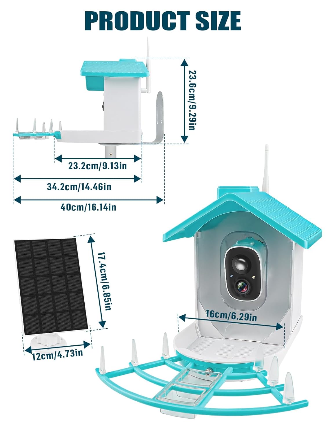 Smart Bird Feeder with Camera, Solar Powered Dual Charge 1080P HD Video AI Identify Bird Feeders I468