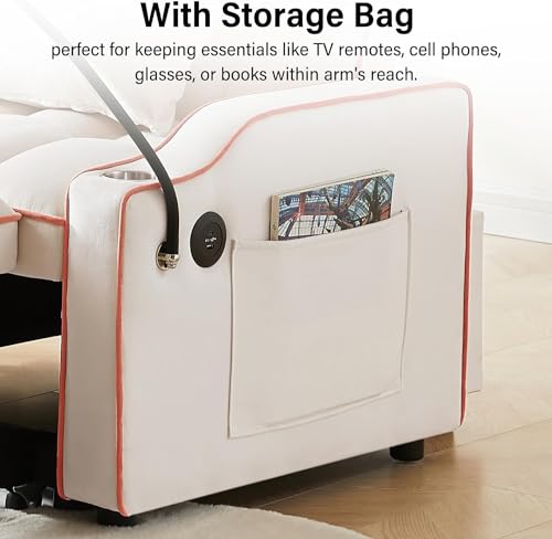 Creamy White 3-in-1 Convertible Sofa Bed M924