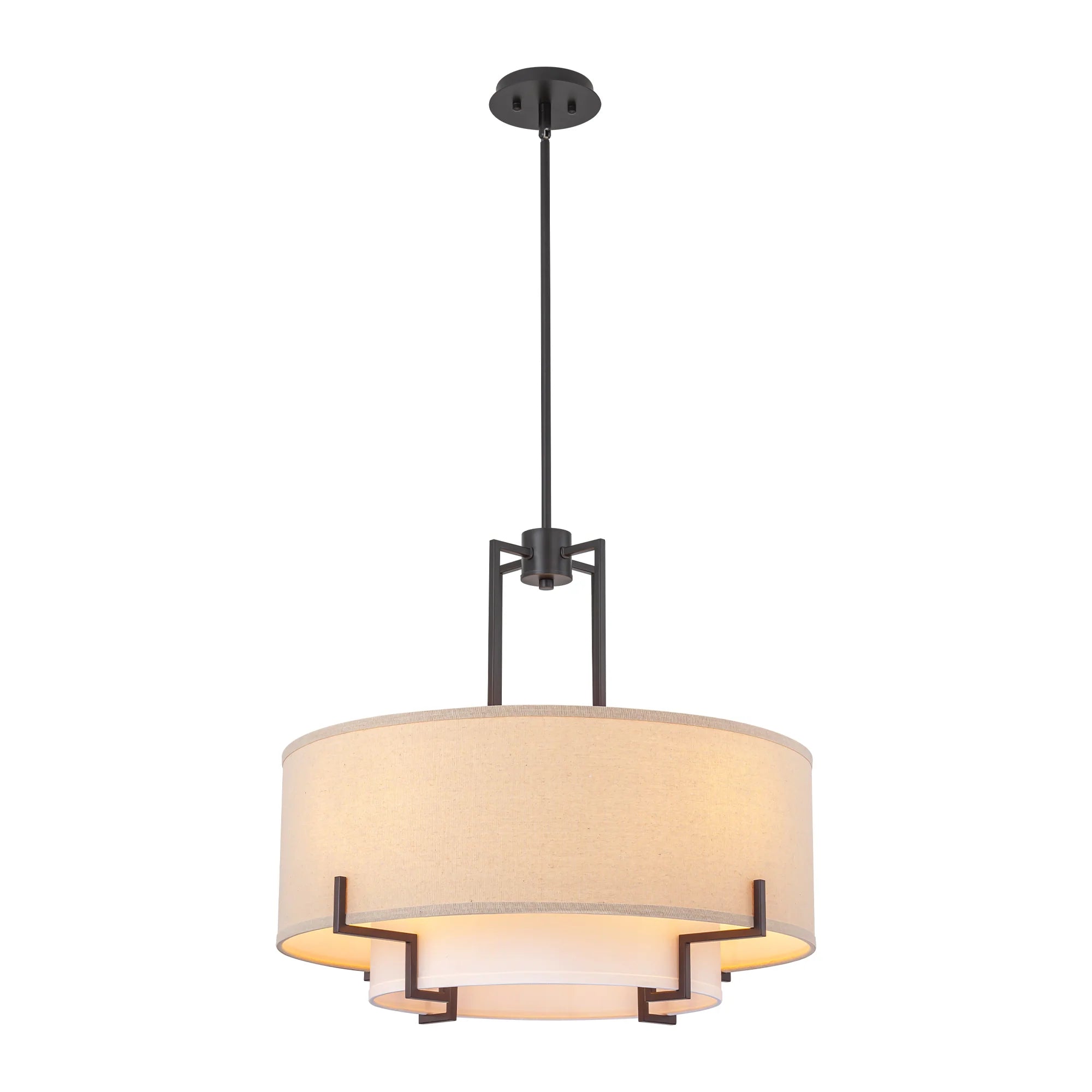 4-Light Dimmable Fabric Drum Shaded Chandelier H3391