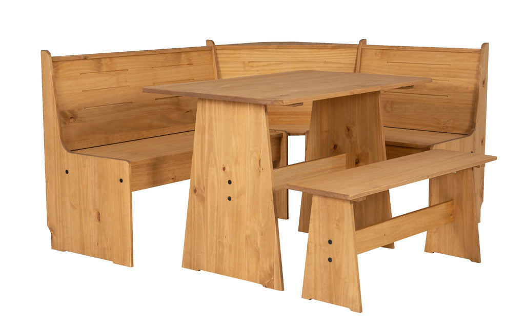 Natural Finish Corner Dining Set with Storage Table and Bench C327190