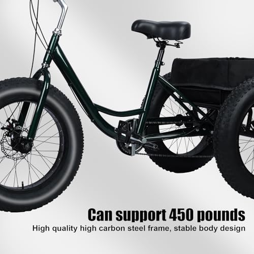Black 20 inch 3 Wheel Fat Tire Tricycle G390