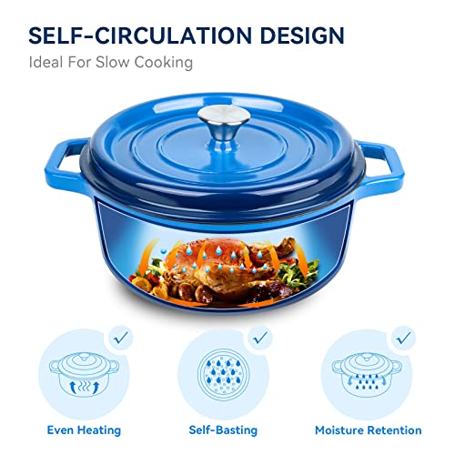 6 Quart Enameled Cast Iron Dutch Oven with Lid (Dark Blue) I1803