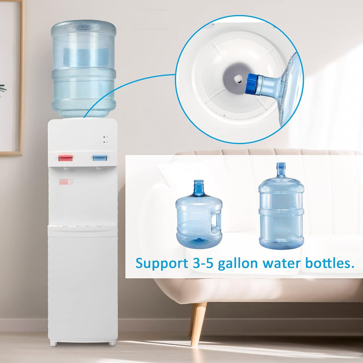 White Stainless Steel Top Loading Water Cooler Dispenser Y950277
