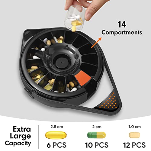 Weekly Pill Dispenser Organizer with 14 Large Compartments and Child-Proof Lock J466015