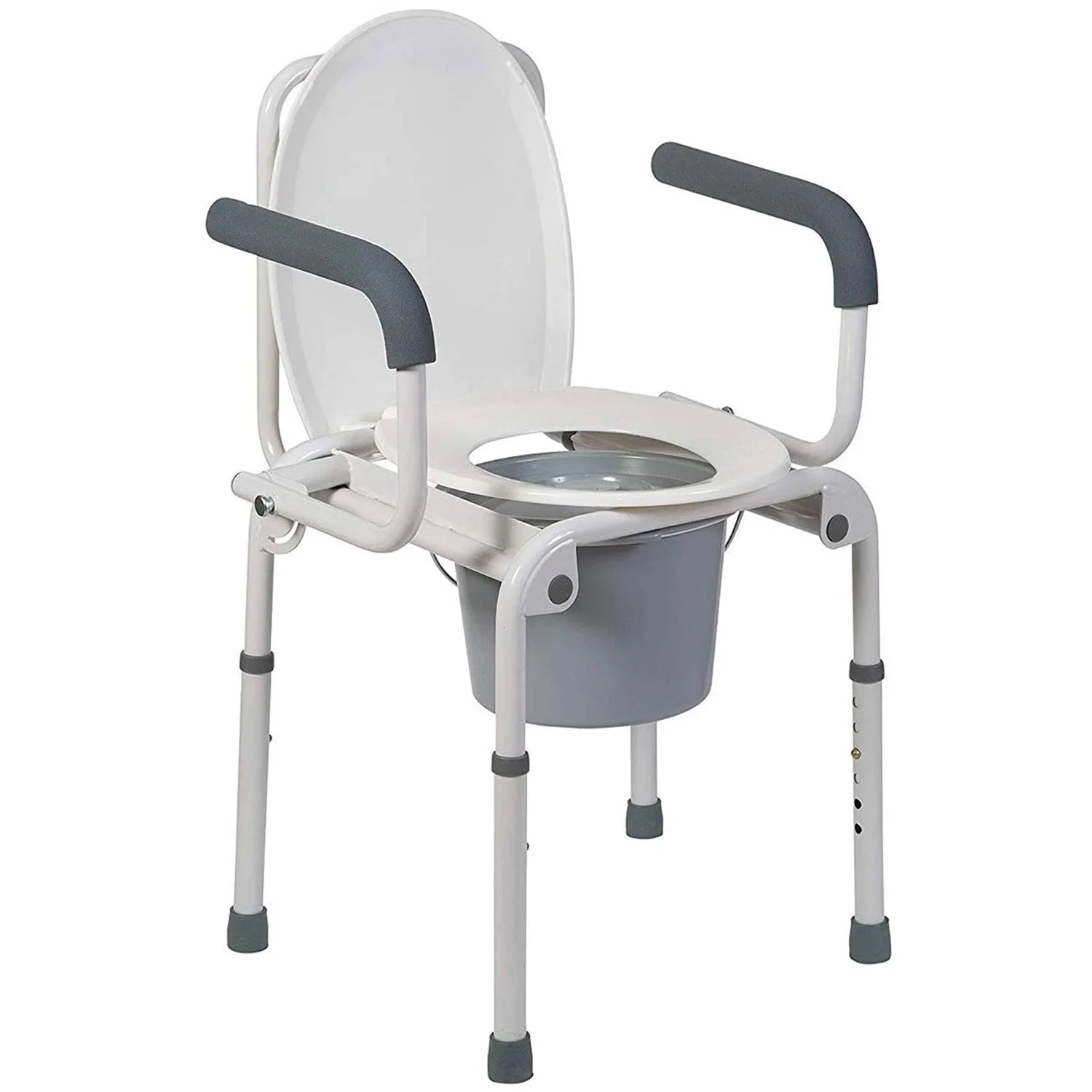 White Steel Portable Toilet with Drop Arm C4864