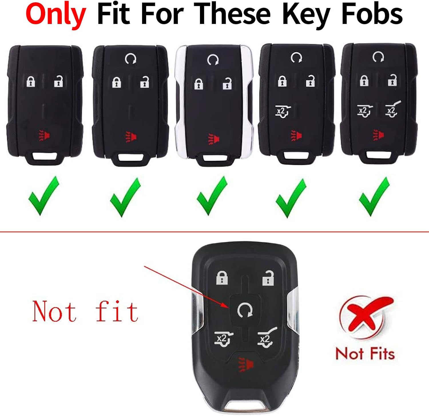 Key Fob Cover Case for 1500 2500HD 3500HD Canyon Key Cover Smart Remote 3/4/5/6 Button Protector V46611