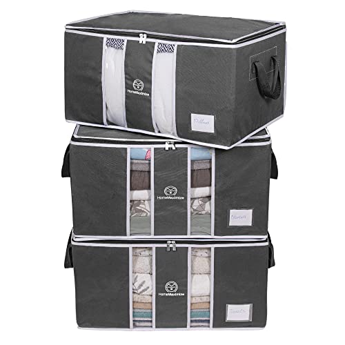 3 Pack Grey Stackable Clothes Storage Bag with Zippers N9178