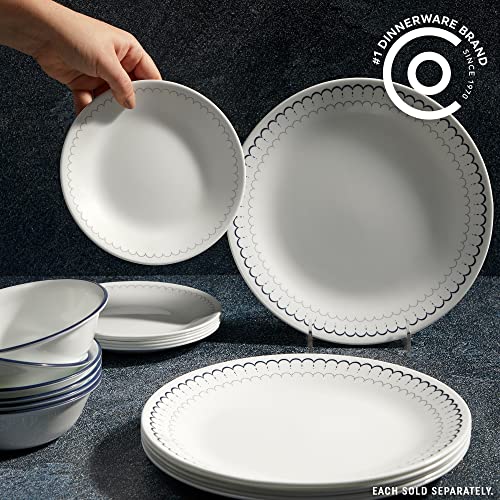 6-Piece Lightweight Round Salad Appetizer Plate Set, Winter Frost White Q872